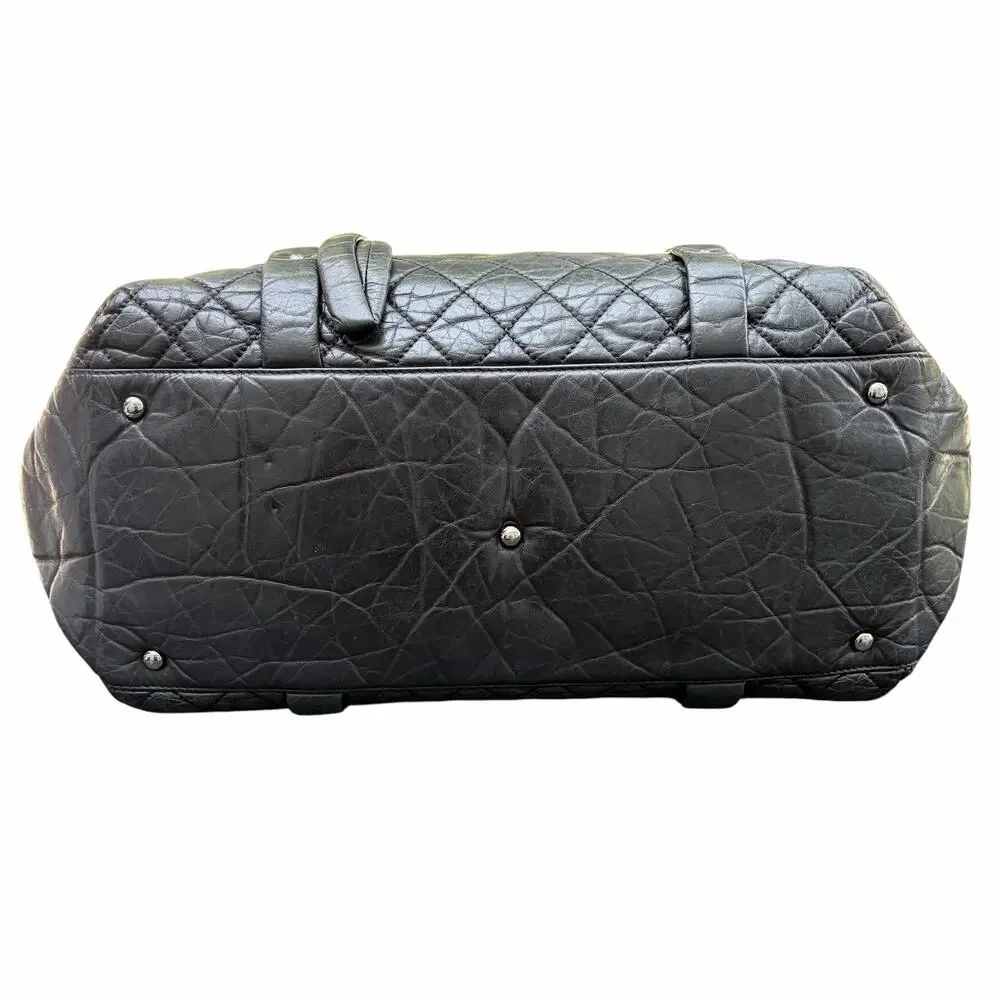 Chanel Lady Braid Black Aged Calfskin Quilted Duffel Tote Braided Chain w/ COA